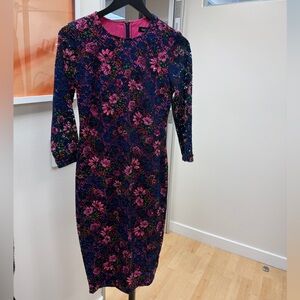 Kensie Pink and Blue Floral Long Sleeve Dress